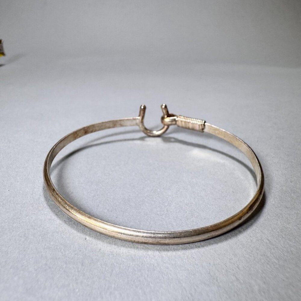 Solid Sterling Narrow Bangle Bracelet With Horses… - image 2